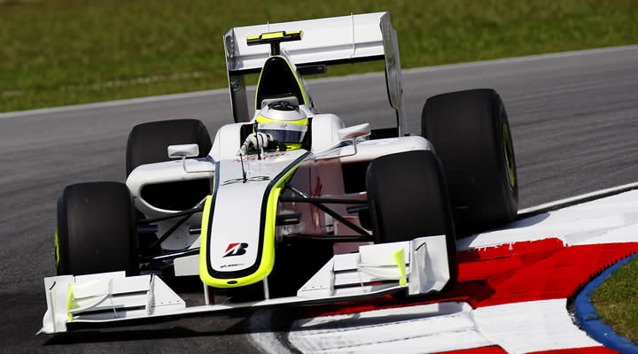 Jenson Button driving the BGP 001 Formula One car